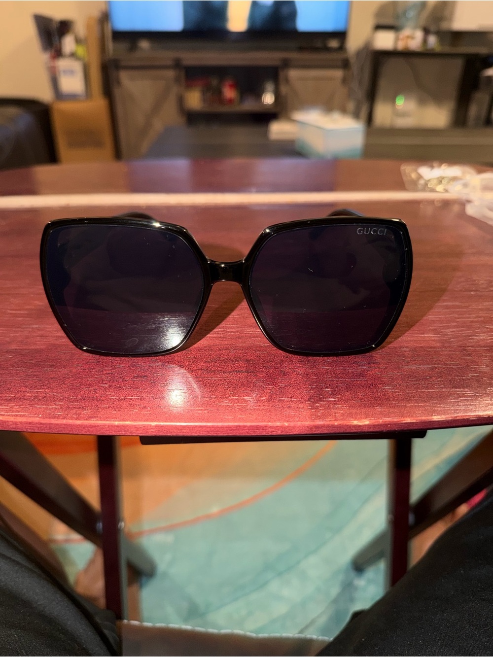 Gucci Black Oversized Geometric Sunglasses